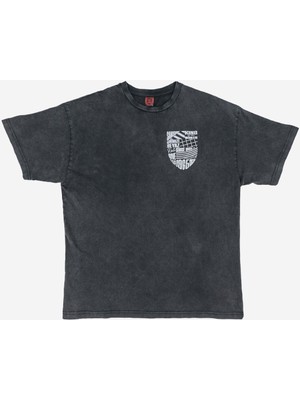 Yıkamalı Oversize Baskılı T-Shırt