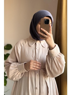 Ande Tesettür Kloş Müslin Ferace-Bej