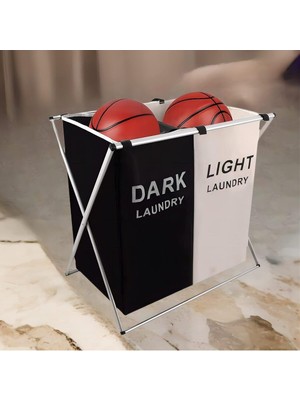 2 Bölmeli Katlanabilir Pinterest Stil Çok Amaçlı Dayanıklı Banyo Kirli Çamaşır Sepeti Çantalı