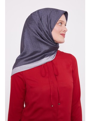 Antrasit Halka Desen Monogram Eşarp