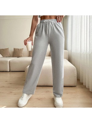Unısex Iki Iplik Beli Lastikli Oversize Bol Paça Baggy Eşofman Altı