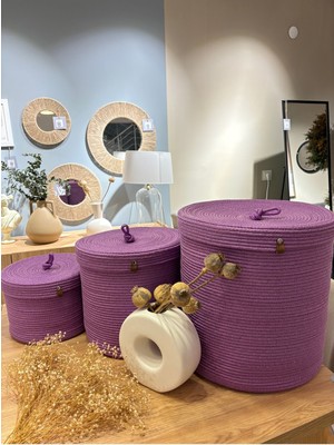 Victor Çok Amaçlı Düzenleyici Kapaklı 3'lü Sepet,kapaklı Kirli Çamaşır Sepeti, Kapaklı Organizer