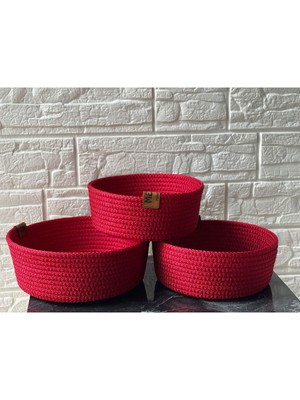 El Dokuma 3’lü  Hasır Sepet Takımı - Banyo, Mutfak, Oda Organizeri - El Yapımı Dekoratif Sepet