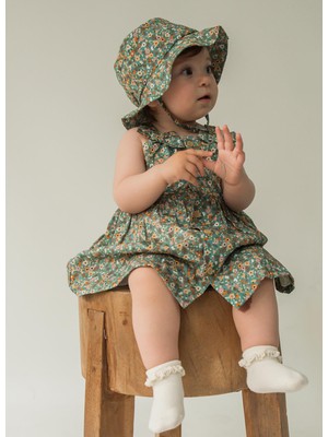 Organik Limosa Şapkalı Elbise Yeşil