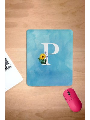 Karmat Dikdörtgen, P Harfine Özel Mousepad, Bilek Destekli Konforlu Mousepad, Bilgisayar Faresi Aksesuarı, Laptop Aksesuarı