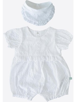 Organik Rita Saç Bantlı Şort Tulum Beyaz