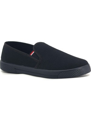 Bağcıksız Nefes Alır Yazlık Keten Erkek Ayakkabı Siyah