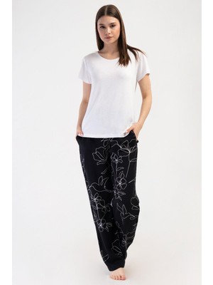 Kadın Kısa Kol Beyaz Pijama Takımı C6T4N0O014