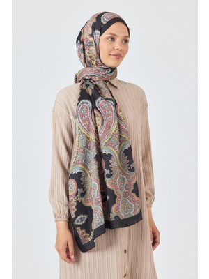 Siyah Retro Desenli Şal 4002