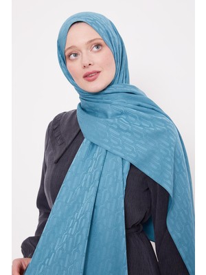 Yosun Yeşili Ataç Desen Blue Jakar Şal