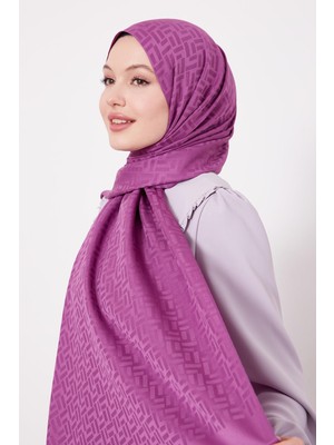 Menekşe Çubuk Desen Blue Jakarlı Şal