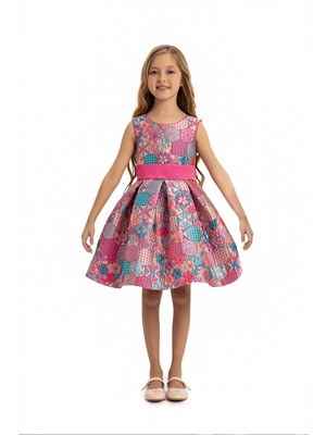 Etnik Desenli Jakarlı Kız Çocuk Elbise