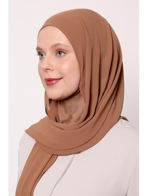 Kahve Büyük Hijap Şifon Şal