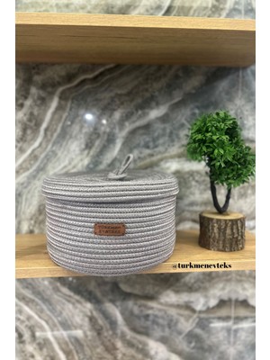 Jüt, Hasır Kapaklı Sepet , El Dokuması, Çok Amaçlı Depolama Mutfak Sepeti, Banyo Sepeti