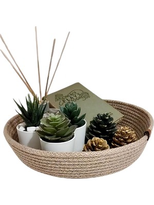 Jüt Hasır Örgü Düzenleyici Sepet