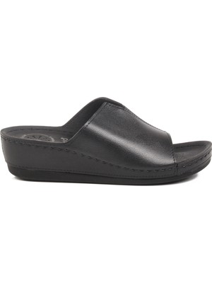 Aspor Siyah Anatomik Kadın Dolgu Topuk Terlik