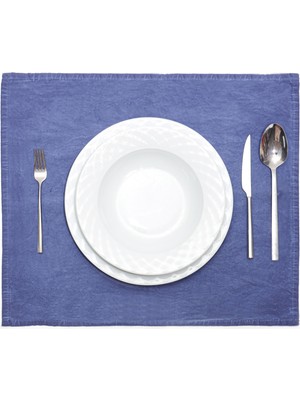 Taşlanmış Indigo Denim Pamuk Amerikan Servisi- 2'li Set