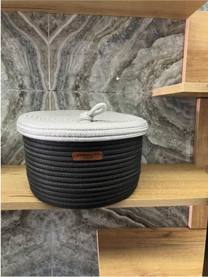Jüt, Hasır Kapaklı Sepet , El Dokuması, Çok Amaçlı Depolama Mutfak Sepeti, Banyo Sepeti