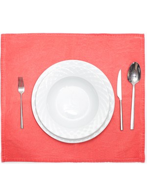 Taşlanmış Mercan Denim Pamuk Amerikan Servisi - 2'li Set