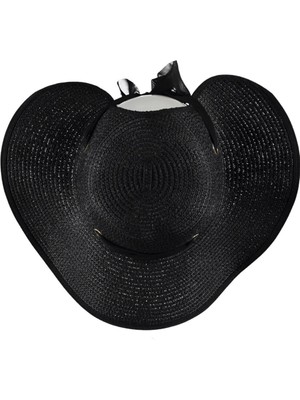 Allegra Tasarım Premium Kadın Fötr Şapka Hasır Dokulu, Ayarlanabilir Güneş Koruyucu