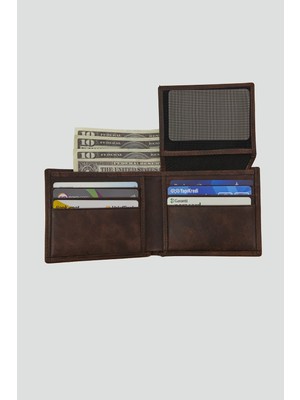 Deriza Crazy Gerçek Deri Erkek Cüzdan Kahve