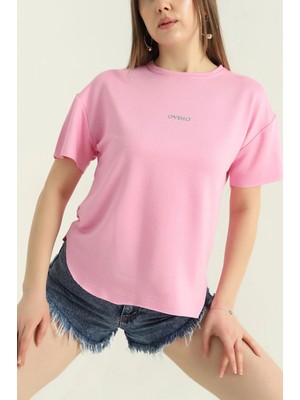 Pembe Bisiklet Yaka Tişört