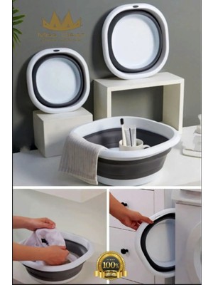 3 Adet Katlanır Leğen Seti Akordiyon Badya Seti - Katlanır Kova Çeyiz Seti ( 2.7 L-5 L-10 Litre )