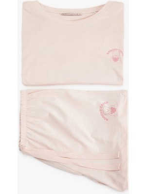 Koton Pamuklu Beli Bağcıklı Kısa Kollu Şortlu Pijama Takımı