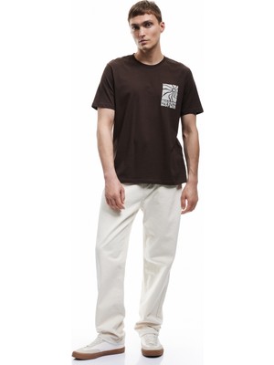 Koton Kısa Kollu Pamuklu Regular Fit Bisiklet Yaka Baskılı Tişört