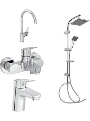 Artema Flow Round Lavabo Eviye Banyo Batarya Gms Karine Duş Seti