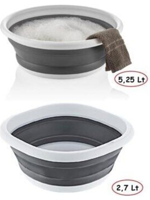 2'li Set Katlanır Badya Leğen Akordiyon Katlanabilir Badya 5,25 Lt & 2,7 Lt