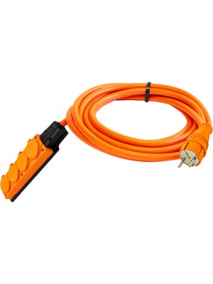 3x1,5 Pur Kablo 10MT + 4'lü Kauçuk Grup Priz + Fiş Monofaze