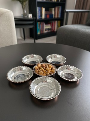 6'lı Kulpsuz Bakır Çerezlik-Kahvaltılık-Reçellik-Sunumluk Set (9 cm x 2,3 Cm)