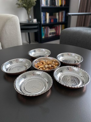 6'lı Kulpsuz Bakır Çerezlik-Kahvaltılık-Reçellik-Sunumluk Set (12 cm x 2,3 Cm)