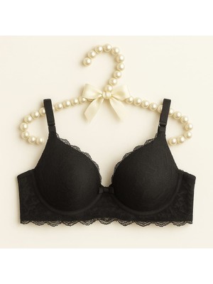 Desteksiz Dantelli C Cup Sütyen Siyah