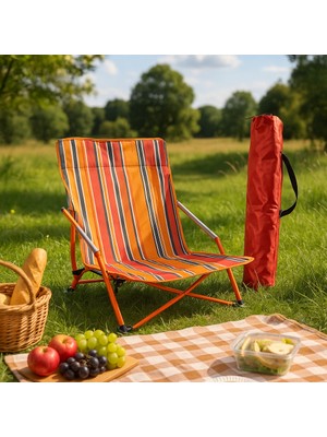 İTHAL Kırmızı Plaj Sandalyesi