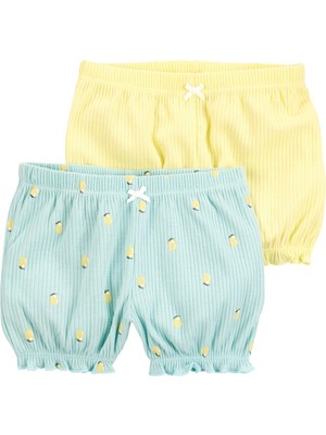 Carter's Layette Kız Çocuk 2'li Şort Set Normal Bel Regular Fit Desenli Rahat Kesim