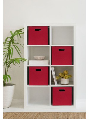 4 Adet Narçiçeği Rengi Çok Amaçlı Keçe Organizer Dolap Içi Düzenleyici Sepet Seti 30X30 cm