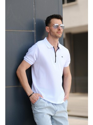 Zack Polo Yaka Petek Kumaş Yarım Fermuarlı Erkek Tshirt