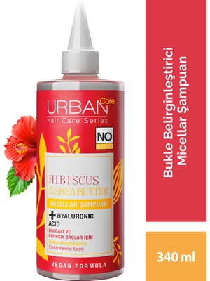URBAN Care Hibiscus&Shea Butter Kıvırcık ve Dalgalı Saçlara Özel Miselar Şampuan-Sülfatsız-340 ML