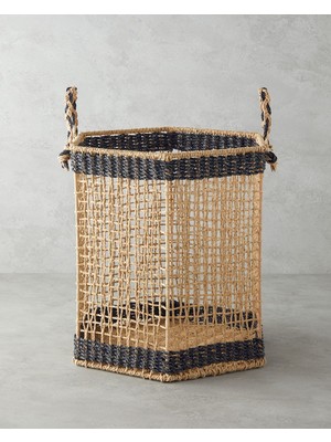 Nilda Kağıt Ip Sepet 35X35 cm Natural-Siyah