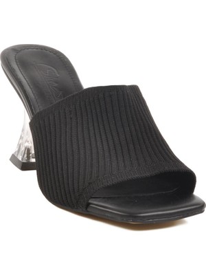 Siyah Şeffaf Topuklu Kadın Terlik T-401 Z