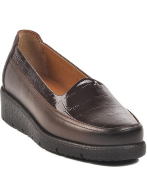 Kahve Hakiki Deri Kadın Günlük Ayakkabı