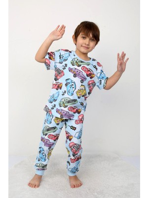 Erkek Çocuk %100 Pamuk Baskılı Pijama Takımı – Kısa Kollu, Sevimli Desenler