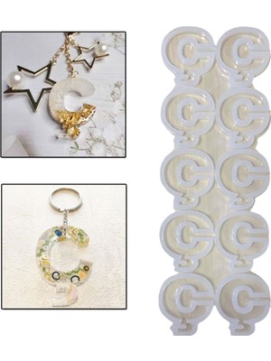 Epoksi Çoklu Silikon Kalıp Ç Harfi ( Düz)  Anahtarlık Reçine Seri Döküm Kalıbı 4 cm 10 Lu