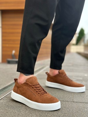 BA0104 Bağcıklı Taba Süet Beyaz Taban Spor Klasik Erkek Ayakkabı