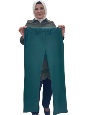 Büyük Beden Likralı Krep Boru Paça Pantalon