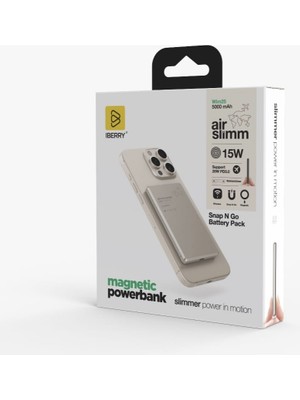 Iberry WİM25 5000 Mah Rose Wıreless Air Slim Powerbank
