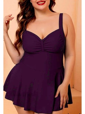 Deep Beach Kadın Şortlu Tankini Takım Mor Renk Ayarlanabilir Sırt Askıları %80 Polyamide & 20 Lycra