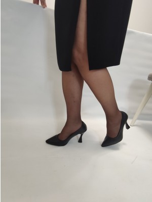 Umbriel-Kadın Deri Kadeh Topuk Sitiletto(Mstl) - Siyah - 42